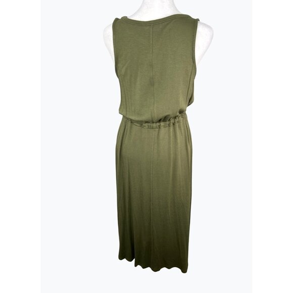 The Limited Olive Green Sleeveless Midi Dress W/ Drawstring Waist Medium - Picture 4 of 13